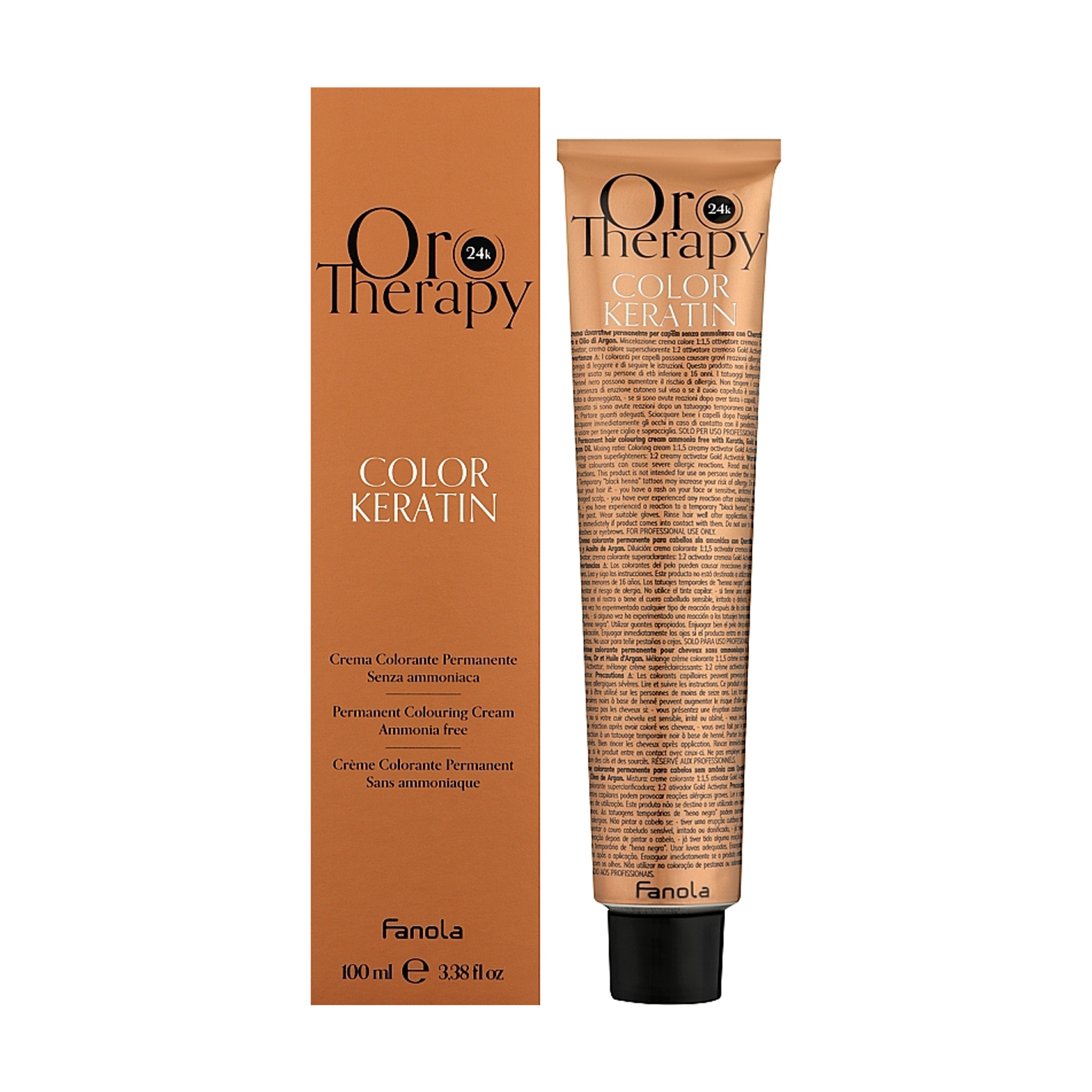 Безаміачна крем-фарба для волосся Fanola Oro Therapy Color Keratin Oro Puro 1.0 Black, 100 мл